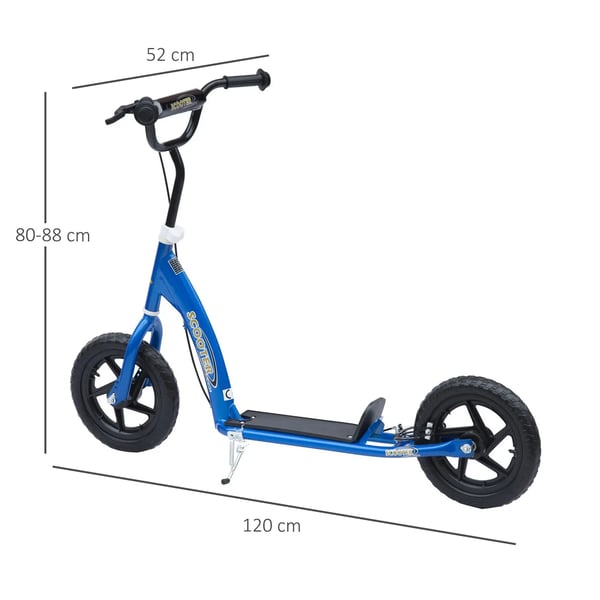 Scooter Roller Børneløbehjul City Roller 12 tommer med bagbremse, højdejusterbar, stål & EVA, blå, 120x52x80-88 cm