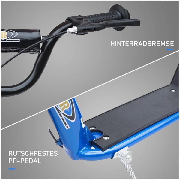 Scooter Roller Børneløbehjul City Roller 12 tommer med bagbremse, højdejusterbar, stål & EVA, blå, 120x52x80-88 cm