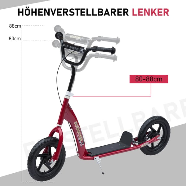 HOMCOM Løbecykel City 12 tommer Stål EVA Rød M. Bagbremse og Støttefod Børn 5-12 år