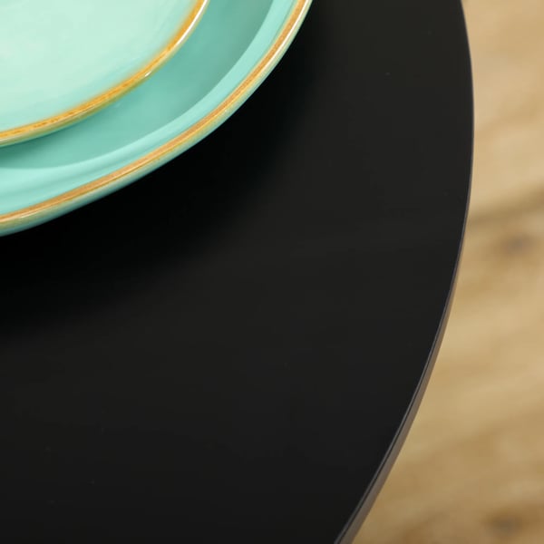 HOMCOM Rundt Spisebord til 2 - Moderne Kkkenbord i Sort MDF & Stål, Kompakt Design til Små Rum
