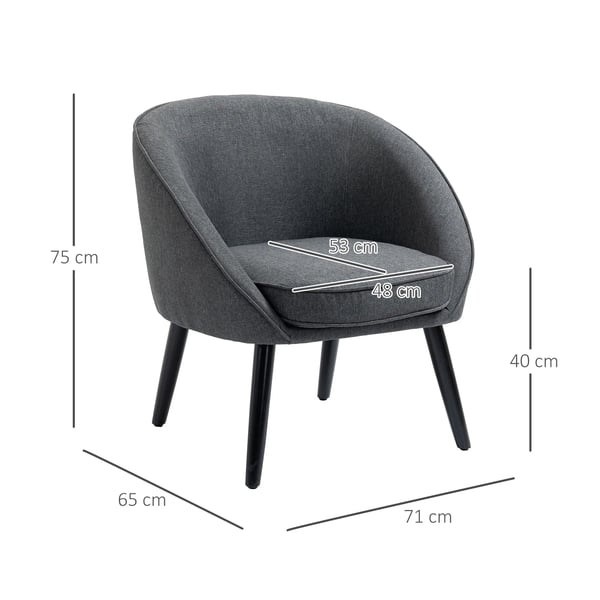 Lounge Sessel Cocktail Sessel Polstretol Kontorstol Stue Svinum Stue Stol Spise Stue Modern med Linned Look Træ Grå 71 x 65 x 75 cm