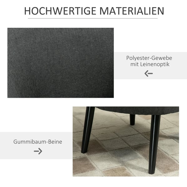 Lounge Sessel Cocktail Sessel Polstretol Kontorstol Stue Svinum Stue Stol Spise Stue Modern med Linned Look Træ Grå 71 x 65 x 75 cm