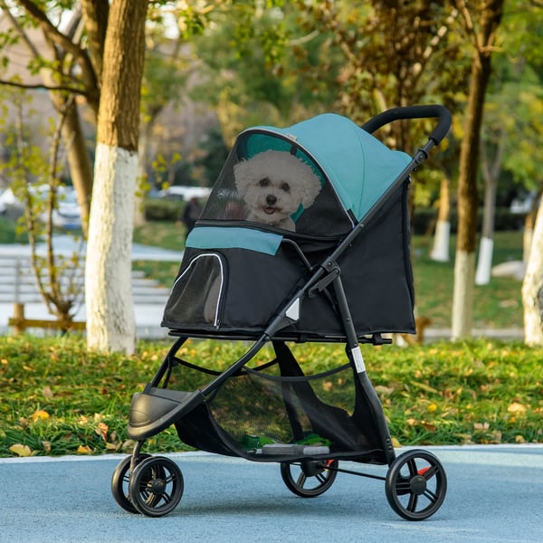 PawHut Kæledyrsvogn Hunde/Kattevogn 2-i-1, Foldbar, Mørkegrøn, Oxford Polyester