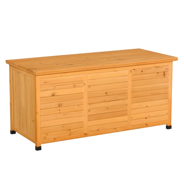 Outsunny Trädgårdslåda i Gran (Gul) - Förvaring och Sittbänk 127x56x60 cm