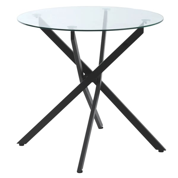 HOMCOM sofabord, rundt glasbord, sort, sidebord med sikkerhedsglas og metalstel, 80 x 80 x 75 cm