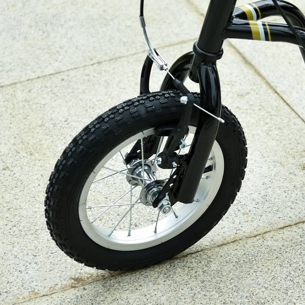 HOMCOM Løbecykel til Børn fra 5 år - Sort Stål Løbehjul med Luftdæk, 12 tommer