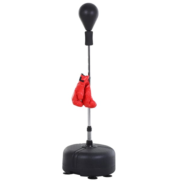boksesæt - Justerbar hæjde 136-154cm, Sæt med handsker, Sort/Rød