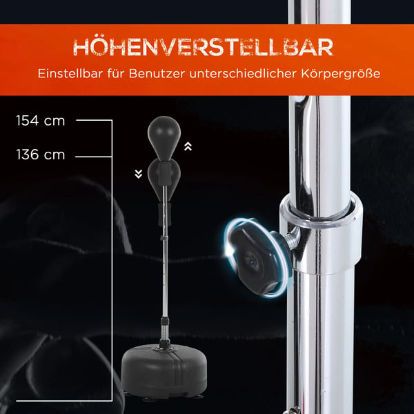 boksesæt - Justerbar hæjde 136-154cm, Sæt med handsker, Sort/Rød