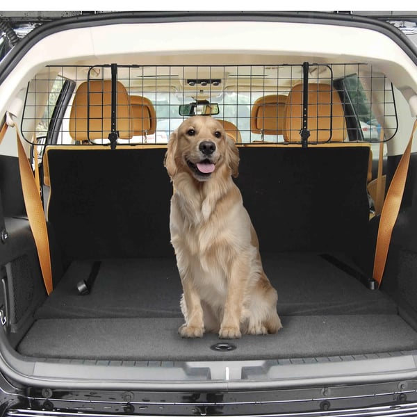 PawHut hundegitter til bil universelt justerbart bagagerumsgitter skille-gitter metal sort (91-152) x 30 cm