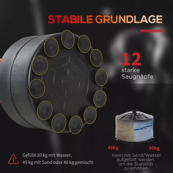 HOMCOM Boksestativ Træner med Refleksstang og Speedbolde, Sort, Justerbar Højde 160-230cm, Stål/PU/HDPE Base