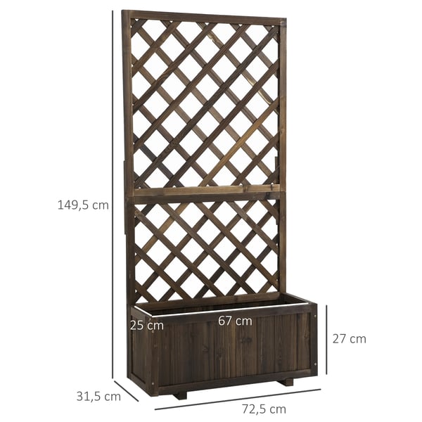 Outsunny højbed med espalier, plantekasse i træ, 72,5x31,5x149,5 cm, til klatreplanter og roser