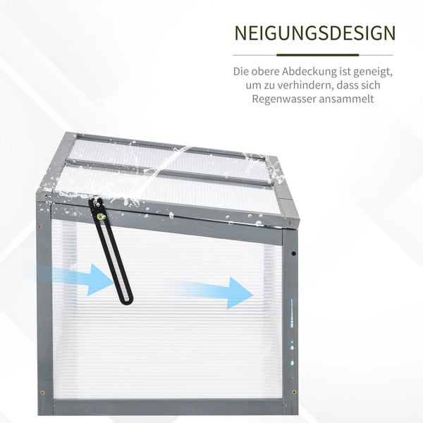 drivhus af grantræ og polycarbonat, grå, 90x46x40cm