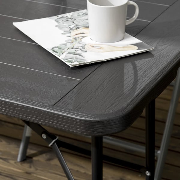 Outsunny havebord klapbord til 6 personer, buffetbord med stålstel, terrassebord i trælook, 180 x 75,5 x 73 cm, mørkegrå