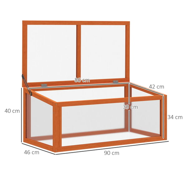 Outsunny Mini Drivhus Orange - Fyrretræ/Polycarbonat 90x46x40cm