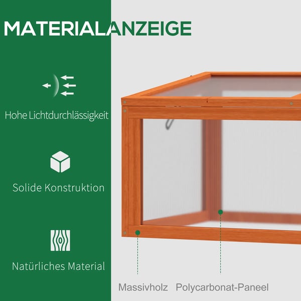 Outsunny Mini Drivhus Orange - Fyrretræ/Polycarbonat 90x46x40cm