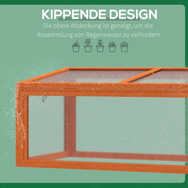 Outsunny Mini Drivhus Orange - Fyrretræ/Polycarbonat 90x46x40cm