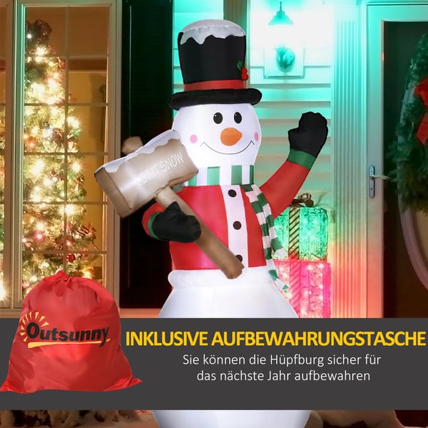 Puhallettava lumiukko 180 cm kyltillä Puhallettava joulukoriste LED-valolla Joulukoriste Vedenpitävät jouluhahmot IP44