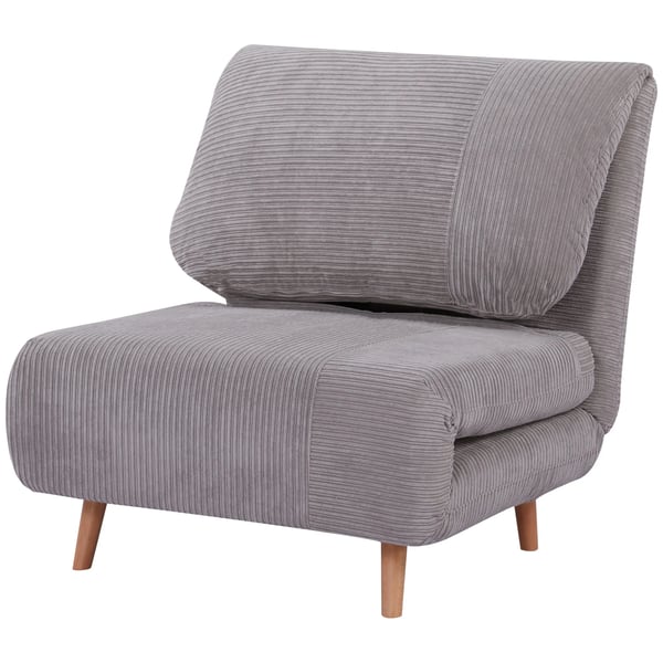 HOMCOM Sovesofa 2-i-1, Foldbar Gæsteseng med Justerbar Ryg, Lysegrå Polyester med Kordfløjl-look, Træramme