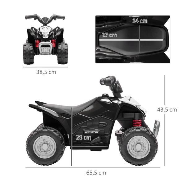 El-Quad til Børn fra 18 Måneder - Sort ATV med LED og Horn, Plastik & Metal