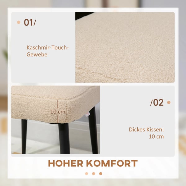 HOMCOM Neliköinen jakkara, kashmir-ilme, polyesteri, teräsjalat, beige, 42x42x47cm