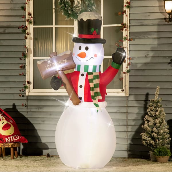 Puhallettava lumiukko 180 cm kyltillä Puhallettava joulukoriste LED-valolla Joulukoriste Vedenpitävät jouluhahmot IP44
