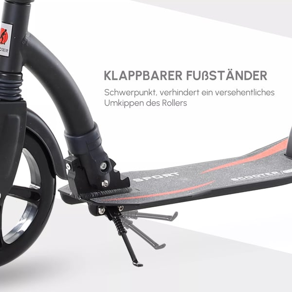HOMCOM børnescooter kickscooter med støddæmpning, sammenklappelig, højdejusterbar, fra 14 år, aluminium, 92,5x37,5x87-101,5 cm