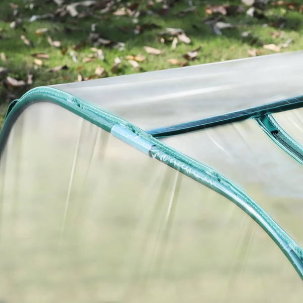 Outsunny Tunneldrivhus til planter - Folievægsthus med dør - PVC i klar farve - 395 x 100 x 80 cm