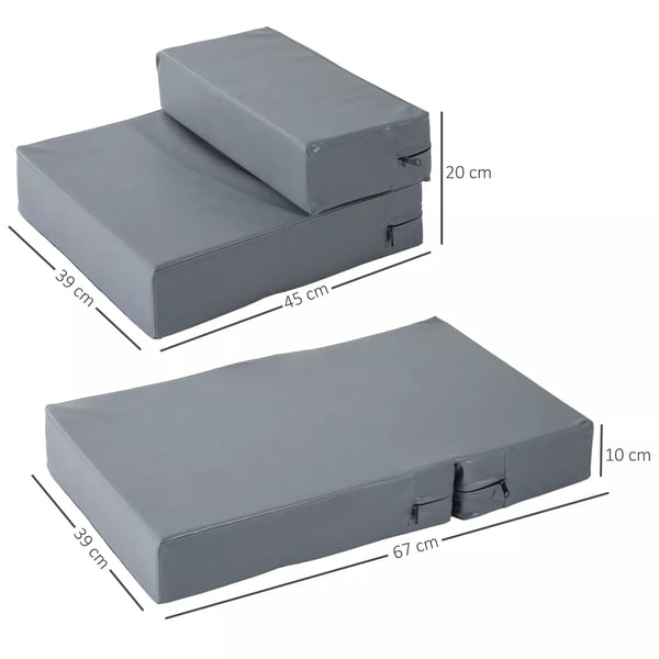 PawHut Foldbar 2-trins Kæledyrestrappe til Katte & Hunde, Mørkegrå, L45xB39xH20 cm