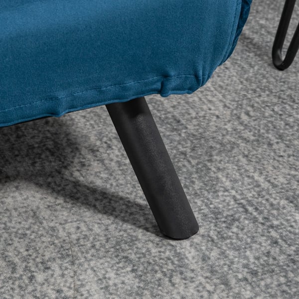 HOMCOM sovesofa afslapningsstol med sengefunktion foldesofa fløjl rygpude justerbart ryglæn blå 102x73x81cm