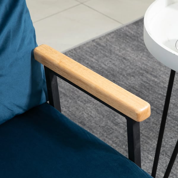 HOMCOM sovesofa afslapningsstol med sengefunktion foldesofa fløjl rygpude justerbart ryglæn blå 102x73x81cm