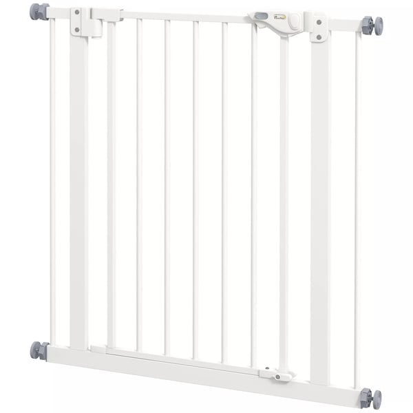 PawHut Sikkerhedsgitter til Hunde og Kæledyr - Metal/Plastik, Hvid - 74-80 cm, til Døre og Trapper
