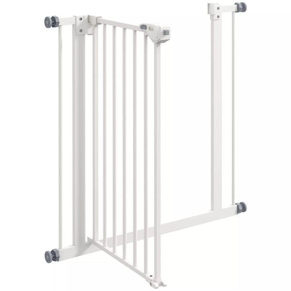 PawHut Sikkerhedsgitter til Hunde og Kæledyr - Metal/Plastik, Hvid - 74-80 cm, til Døre og Trapper