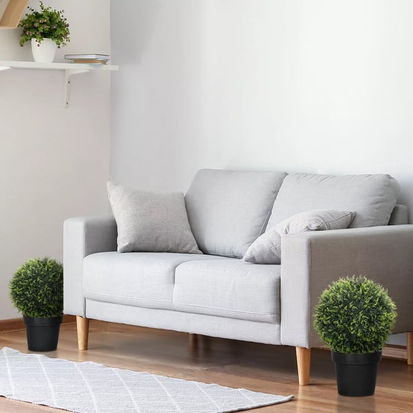 HOMCOM Sæt med 2 kunstige cedertræer, 45 cm, grøn plast, til hjemmet og kontoret