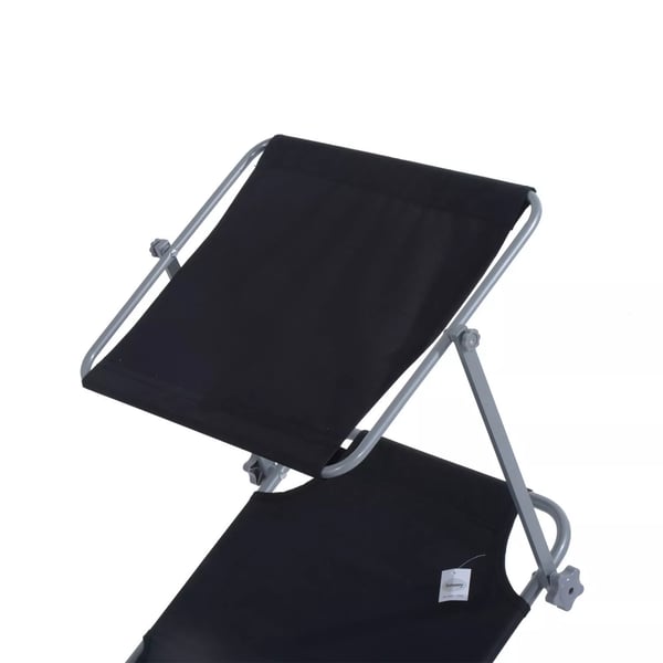 Outsunny Sammenklappelig Solvogn med Solskærm, Sort Polyester, 187x58x36 cm