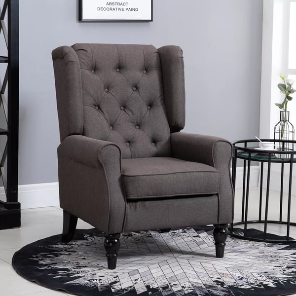 HOMCOM enkelt lænestol afslapningsstol enkeltstol med tufting træben polyester brun 76 x 86 x 108 cm