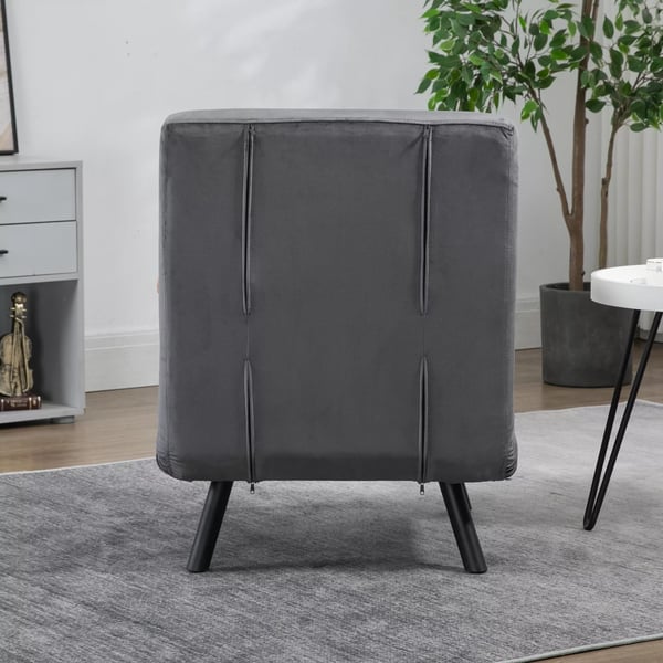 HOMCOM Sovestol M&oslash;rkegr&aring; Med Sengefunktion Og Justerbar Rygl&aelig;n, St&aring;l Og Polyester