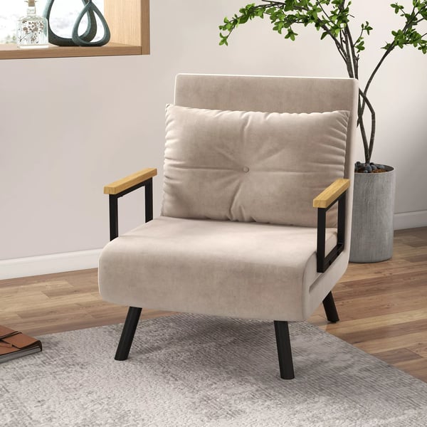 HOMCOM vuodesohvatuoli, säädettävä, samettinen makuutuoli, beige
