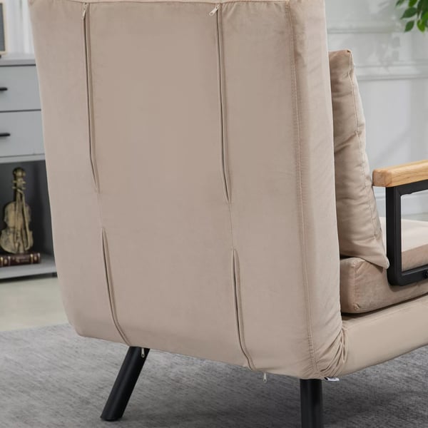 HOMCOM vuodesohvatuoli, säädettävä, samettinen makuutuoli, beige