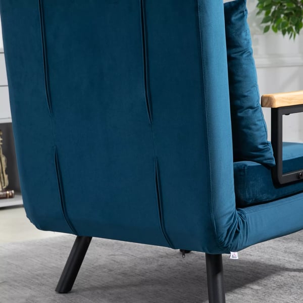 HOMCOM Sovestol/Sofa i Blå Polyester og Stål - Justerbar Ryglæn, 63x73x81cm