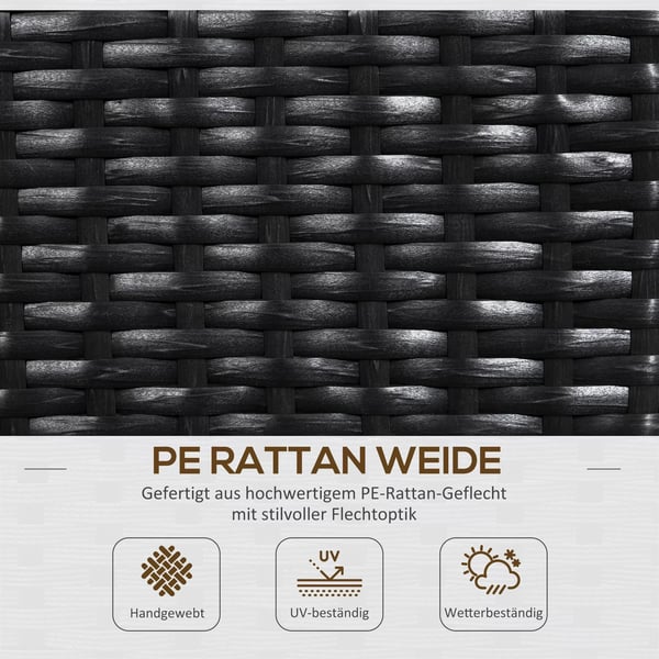 Outsunny Højbed med Espalier - PE-Rattan/Stål, Sort, 103x103x29 cm