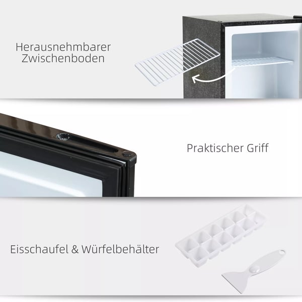 HOMCOM Mini Fryser 35L - Sort Stål/Plast - Kompakt & Energieffektiv