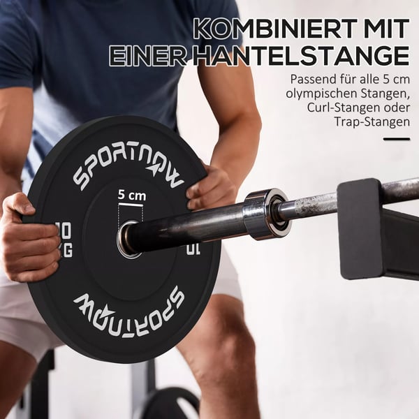 SPORTNOW Håndvægtskiver-sæt, 2 x 10 kg, vægtskiver til 50 mm stang, Ø 50 mm hul, sort