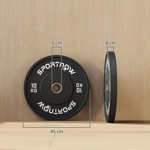 SPORTNOW Håndvægtskiver-sæt, 2 x 10 kg, vægtskiver til 50 mm stang, Ø 50 mm hul, sort