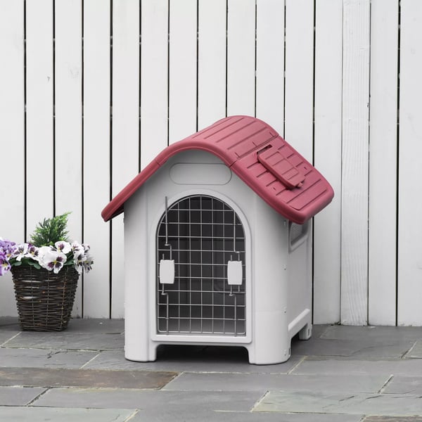 PawHut Hundehus - Plastik - Rød/Lys Grå