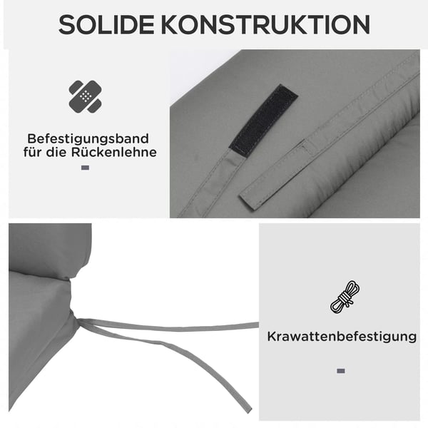 Outsunny liggehynde liggehynde solstolshynde havehynde polstring betræk polyester mørkegrå 196 x 55 x 8 cm
