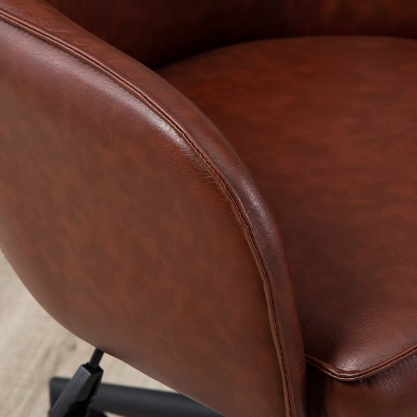 Vinsetto kontorstol, skrivebordsstol med vippefunktion, hjul, kunstlæderlook, 93-101 cm højdejusterbar, op til 120 kg, brun