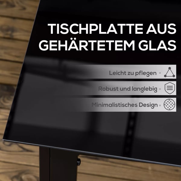 Outsunny Havebord i sort glas og aluminium, 150x90x74 cm