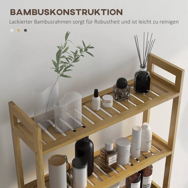 Badeværelsesskab med 3 Hylder - Bambus, Naturfarve, Pladsbesparende og Stilfuldt