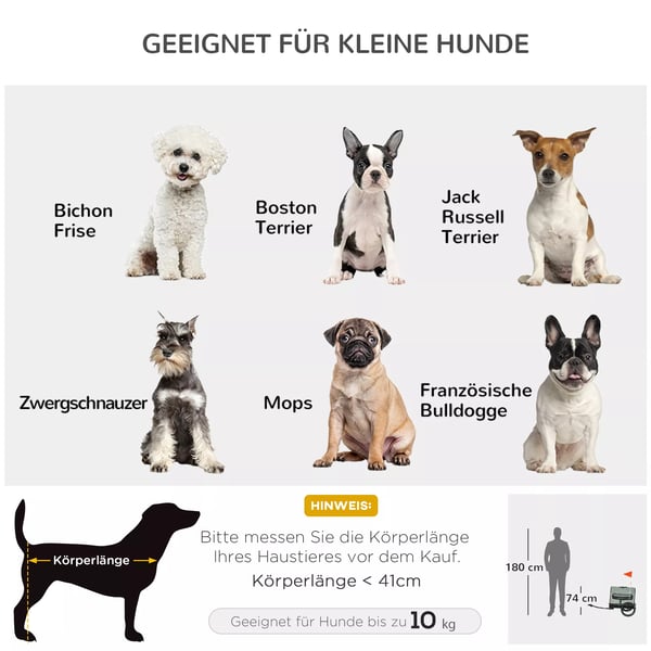 PawHut 3-i-1 Cykelanhænger til hunde - Transportvogn og Hundehus, Oxford, Grå