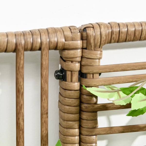Outsunny højbed i polyrattan med espalier, plantekasse, urtepotte, havebed, til have, altan, sandfarvet, 103 x 103 x 29 cm